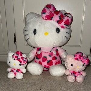 Hello Kitty Pink Strawberry Plush Trio